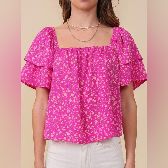 🩷 NWT! Pink Floral Ruffle Blouse - Picture 5 of 9